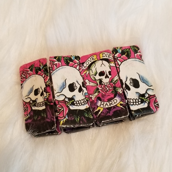 None Jewelry - Skull pink white wooden  bracelet